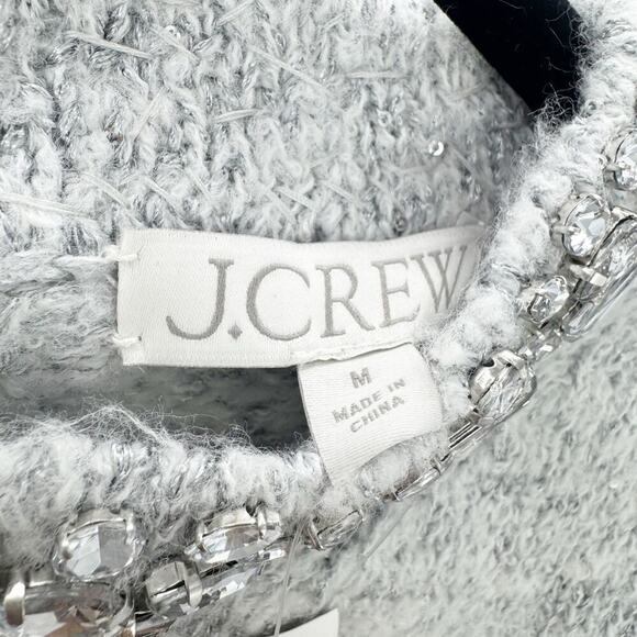 J. Crew Embellished Pullover Sweater Long Sleeve Light Grey Silver Size M NWT - Picture 12 of 12